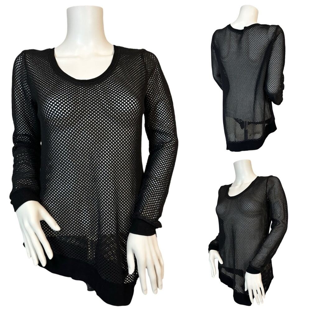 #T79 Red Haute Fishnet Long Sleeve Top SZ S $98
